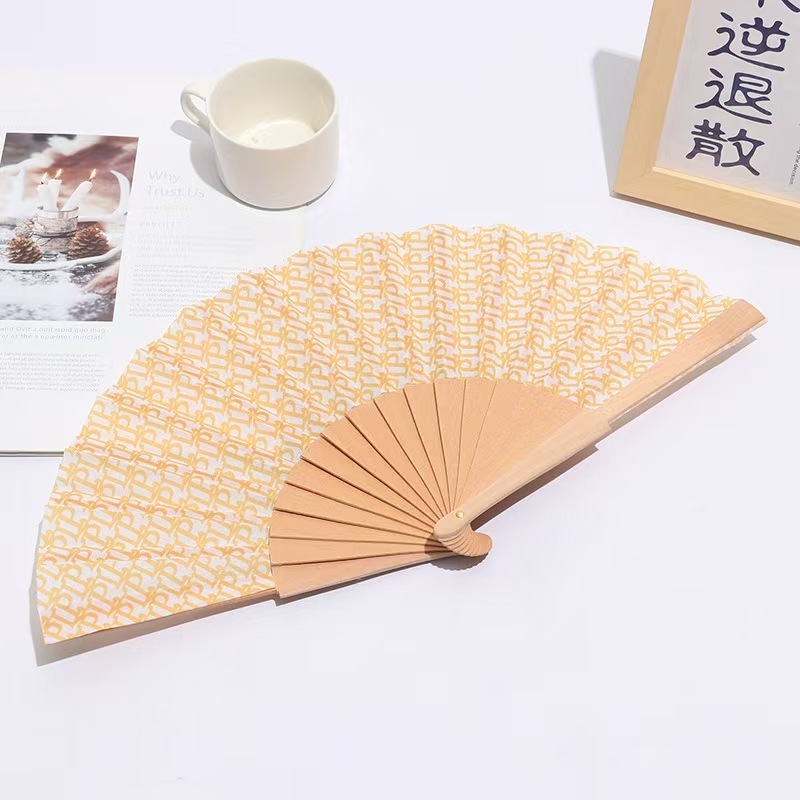 Carved Wooden Hand Fan with Decorative Patterns for Party Advertising 8 inch /21*38cm
