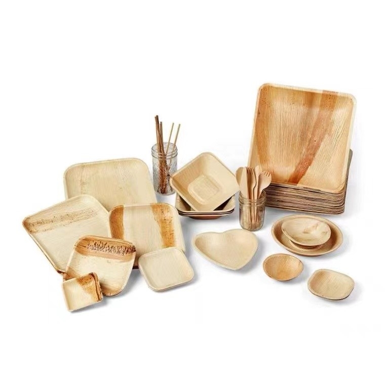Biodegradable Disposable 10 Inch Square Areca Palm Leaf Plates For Corporate Events